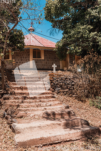 Image of stairs to monastery on Lake Tana, Ethiopia Africa