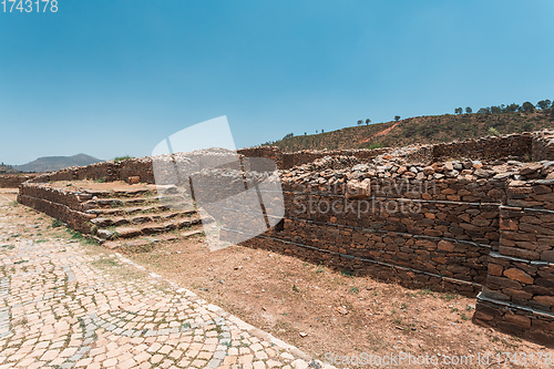 Image of Queen of Sheba palace ruins in Aksum, Axum civilization, Ethiopia.