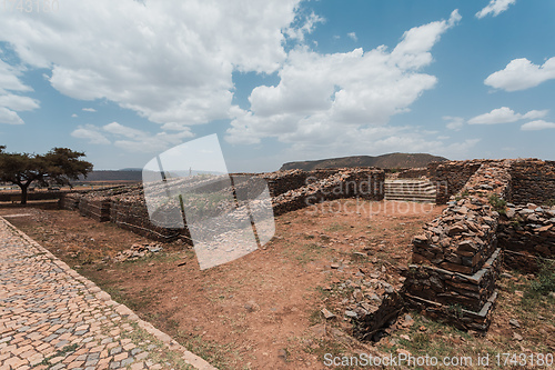 Image of Queen of Sheba palace ruins in Aksum, Axum civilization, Ethiopia.