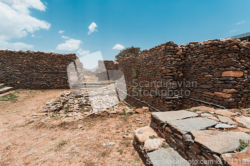 Image of Queen of Sheba palace ruins in Aksum, Axum civilization, Ethiopia.