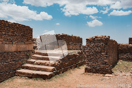 Image of Queen of Sheba palace ruins in Aksum, Axum civilization, Ethiopia.