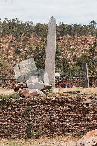 Image of Famous ancient obelisks in city Aksum, Ethiopia