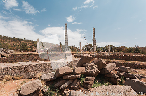 Image of Famous ancient obelisks in city Aksum, Ethiopia