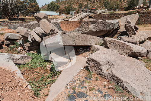 Image of Famous ancient obelisks in city Aksum, Ethiopia