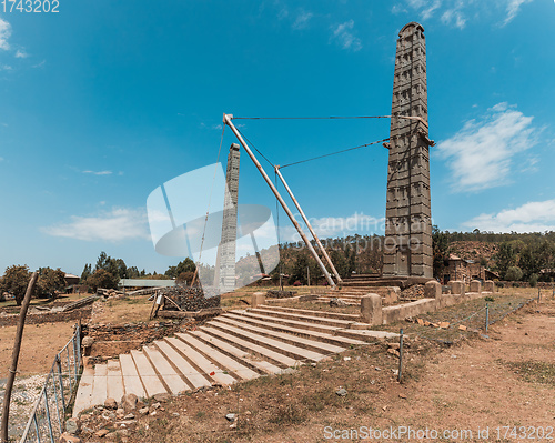 Image of Famous ancient obelisks in city Aksum, Ethiopia