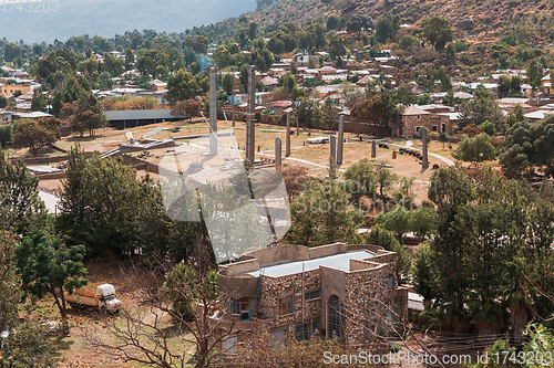 Image of Famous ancient obelisks in city Aksum, Ethiopia