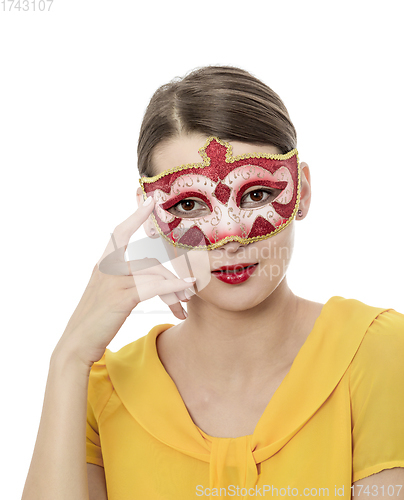 Image of Portrait of a Young Woman with a Mask