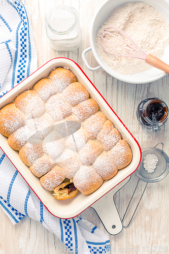 Image of Sweet rolls, Buchteln filled with plum jam or jelly