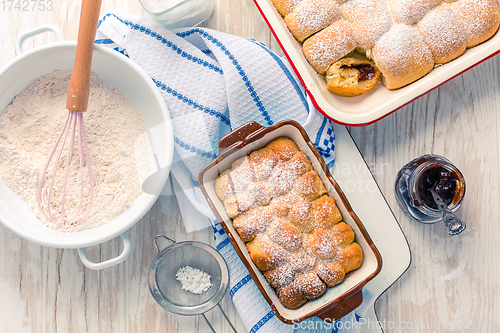 Image of Sweet rolls, Buchteln filled with plum jam or jelly