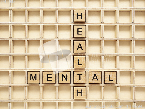 Image of Mental Health Wooden Blocks Concept