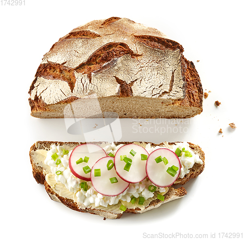 Image of slice of bread top view