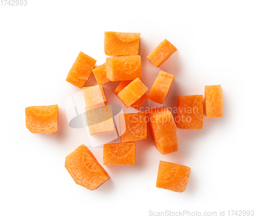 Image of fresh raw carrot cubes