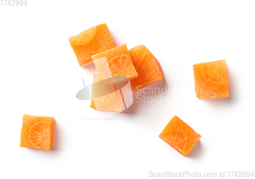 Image of fresh raw carrot cubes