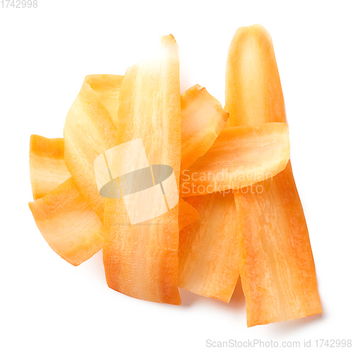Image of fresh raw thin carrot slices