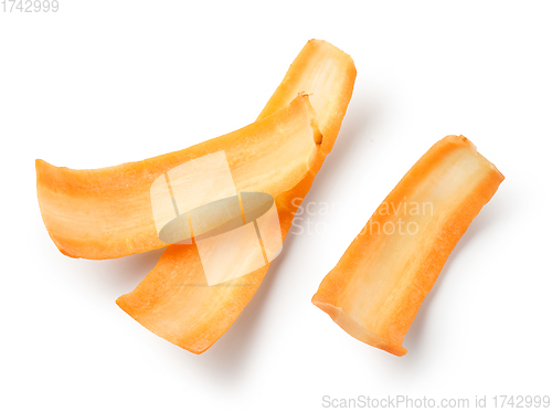 Image of fresh raw thin carrot slices