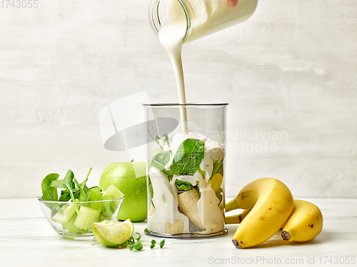 Image of cook adding yogurt into blender container