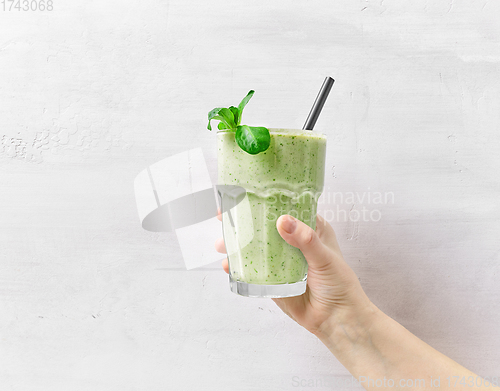 Image of glass of fresh green smoothie