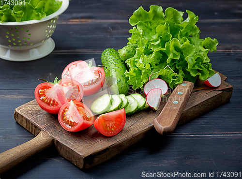 Image of various fresh sliced vegetables