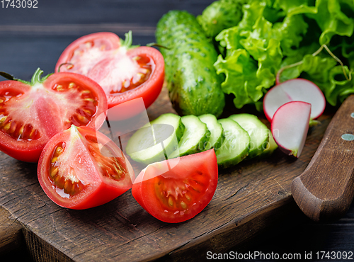 Image of fresh vegetables on cutting board