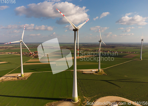 Image of Wind turbines aerial view