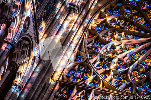 Image of Stained glasses and light in cathedral Saint Vincent  in  Saint-