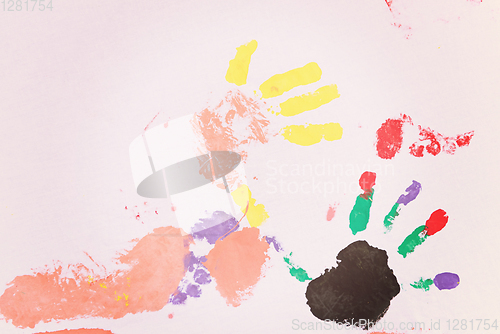 Image of colorful hands and foots print
