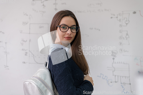 Image of portrait of a young beautiful female student