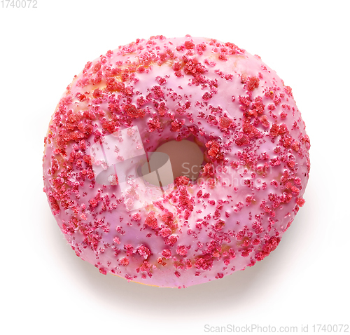 Image of freshly baked pink donut