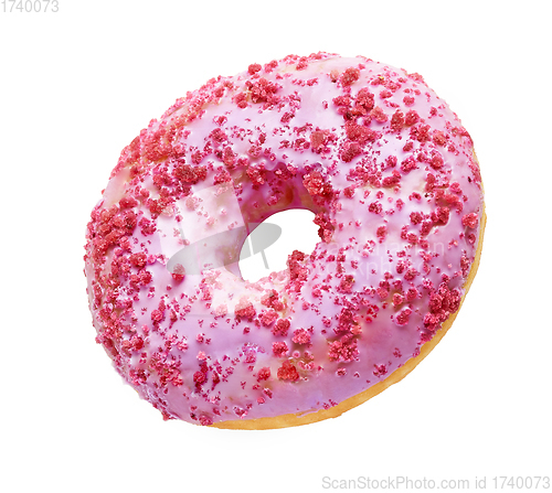 Image of flying pink donut