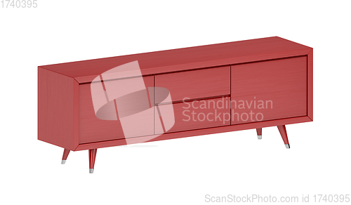 Image of Wooden red tv stand