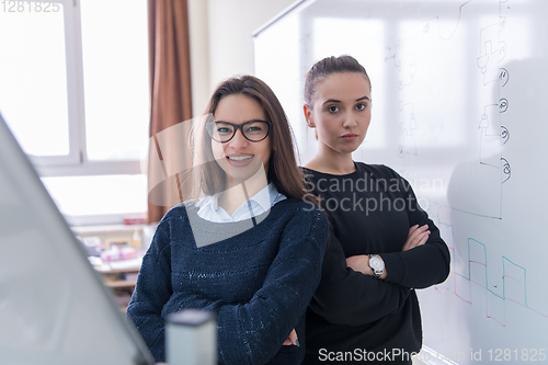 Image of portrait of two young female students