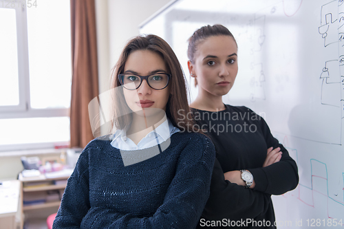 Image of portrait of two young female students