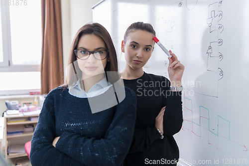 Image of portrait of two young female students