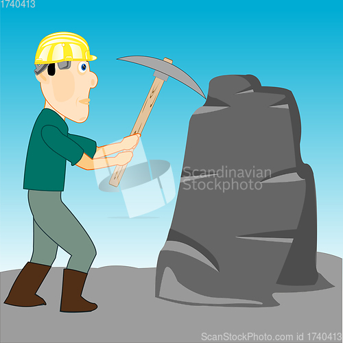 Image of Cartoon men geologist on white background is insulated