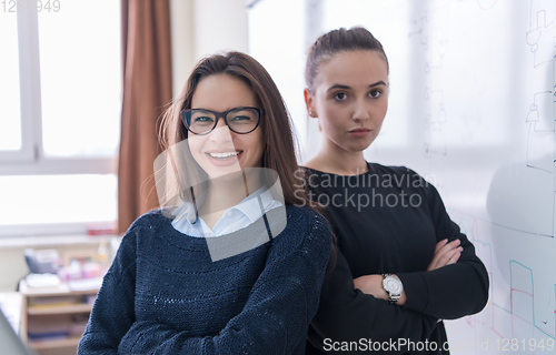 Image of portrait of two young female students