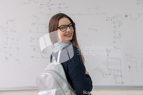 Image of portrait of a young beautiful female student