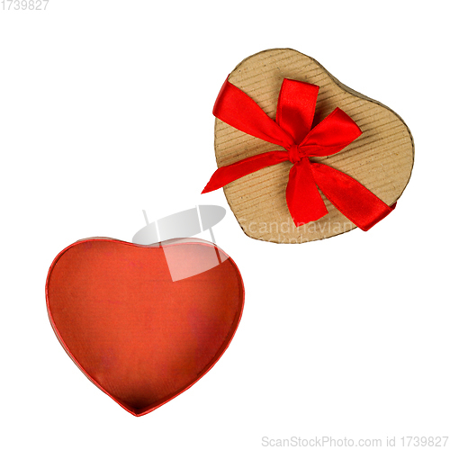 Image of Opened heart shaped gift box