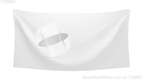 Image of White textile banner with folds isolated on white background