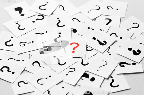 Image of Pile of question mark signs scattered around