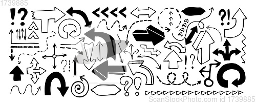 Image of Doodle arrows, exclamation signs and question marks