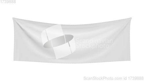 Image of White textile banner with folds isolated on white background