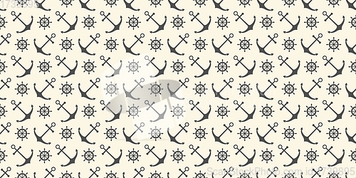 Image of Nautical seamless pattern with ship wheels and anchors