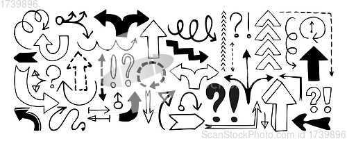 Image of Doodle arrows, exclamation signs and question marks