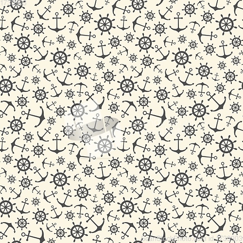 Image of Nautical seamless pattern with ship wheels and anchors