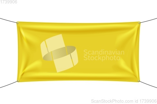 Image of Yellow textile banners with folds isolated on white background