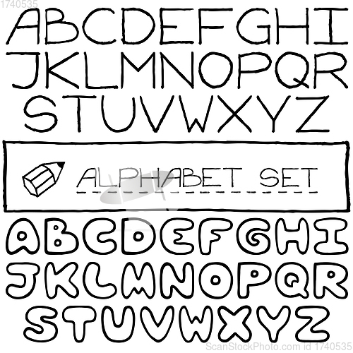 Image of Doodle letters set of two full alphabets.