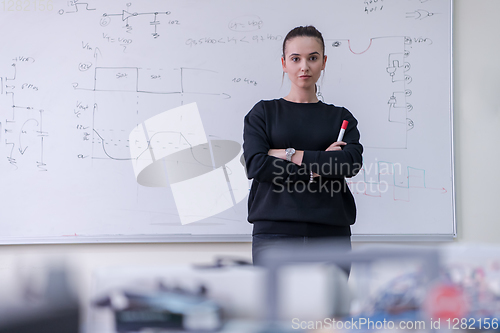 Image of portrait of a young beautiful female student