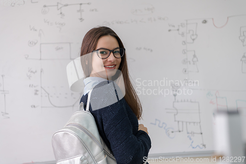 Image of portrait of a young beautiful female student