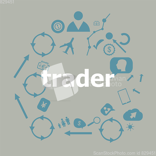 Image of Text Trader. Business concept . Universal and standard icons for web and app