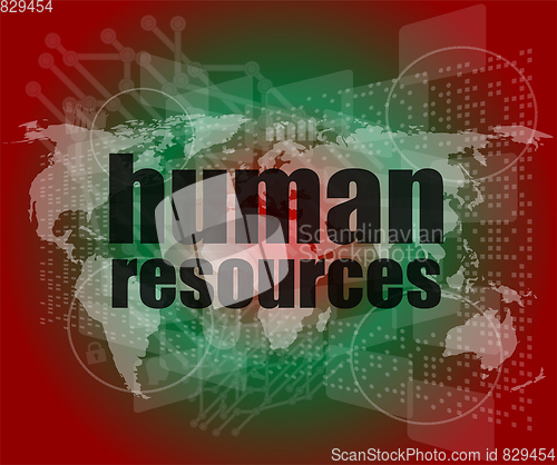 Image of Management concept: human resources words on digital screen